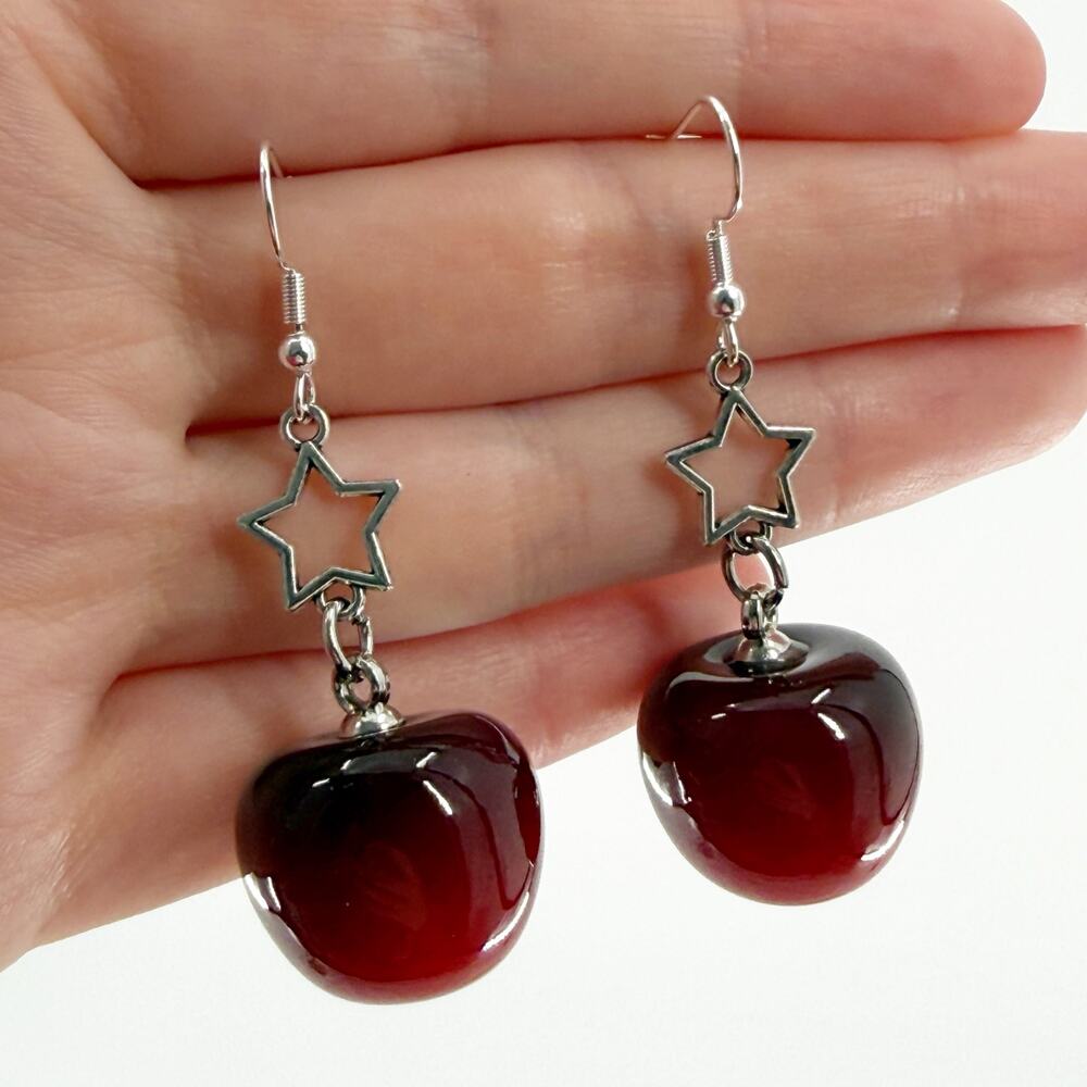 Cherry Star Dangle Earrings, Y2K Earrings